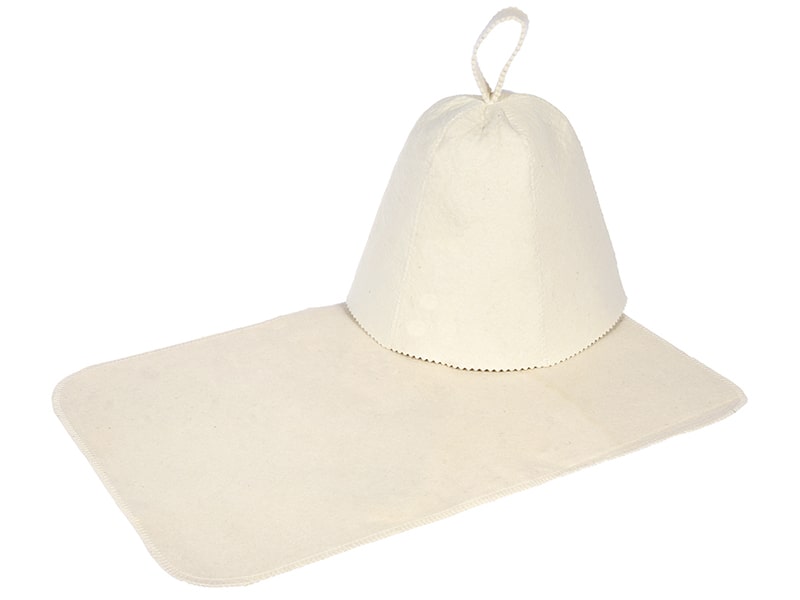 Набор из 2-х предметов (шапка Классик, коврик белый) фото
